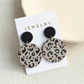 Round Shape Leopard Pattern Dangle Earrings