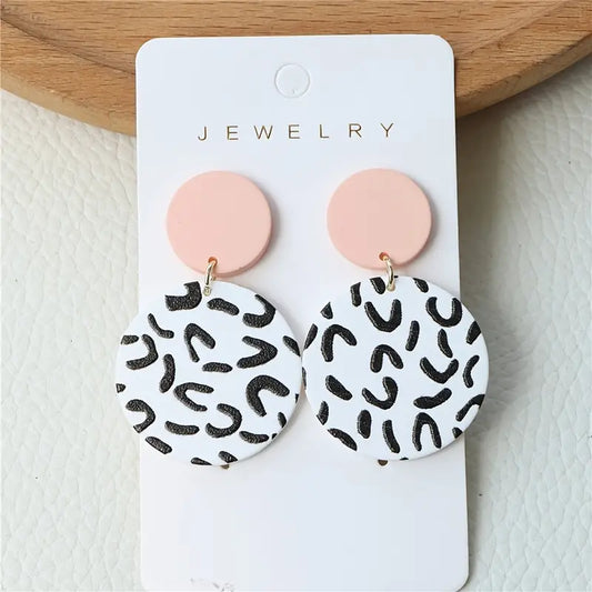 Strange Symbol Pattern Round Dangle Earrings