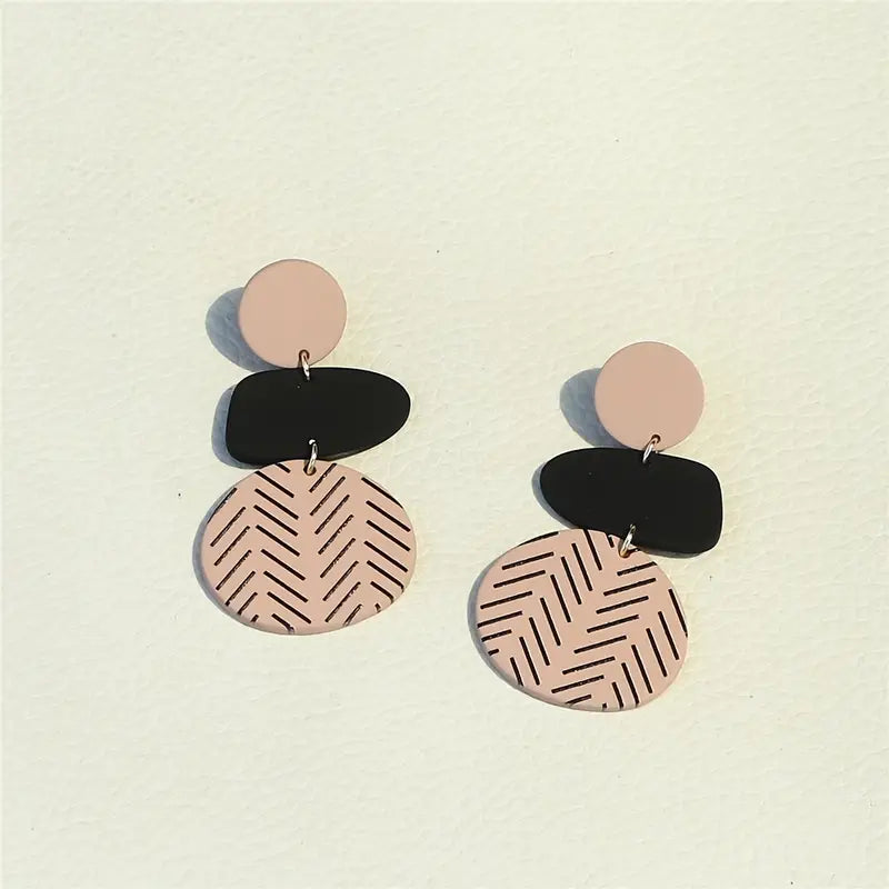 Brown & Black Color Round Dangle Earrings