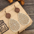 Vintage Hollow Leaf Shape PU Leather Earrings