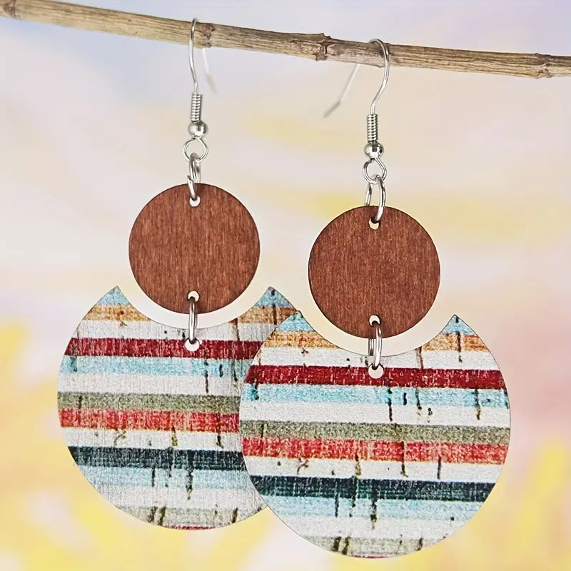 Retro Boho Wooden Dangle Earrings