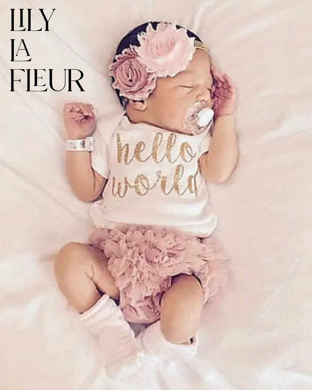 "Hello World" Newborn Bodysuit w/ Bloomers and Headband