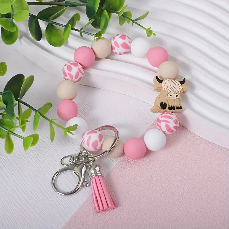 Highland Silicone Beaded Wristlet Keychain