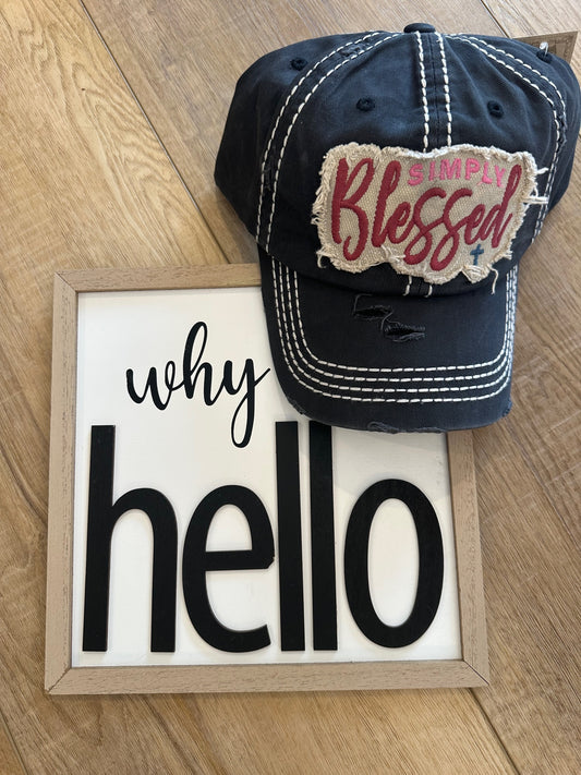"Simply Blessed" Washed Vintage Distressed Ball Cap