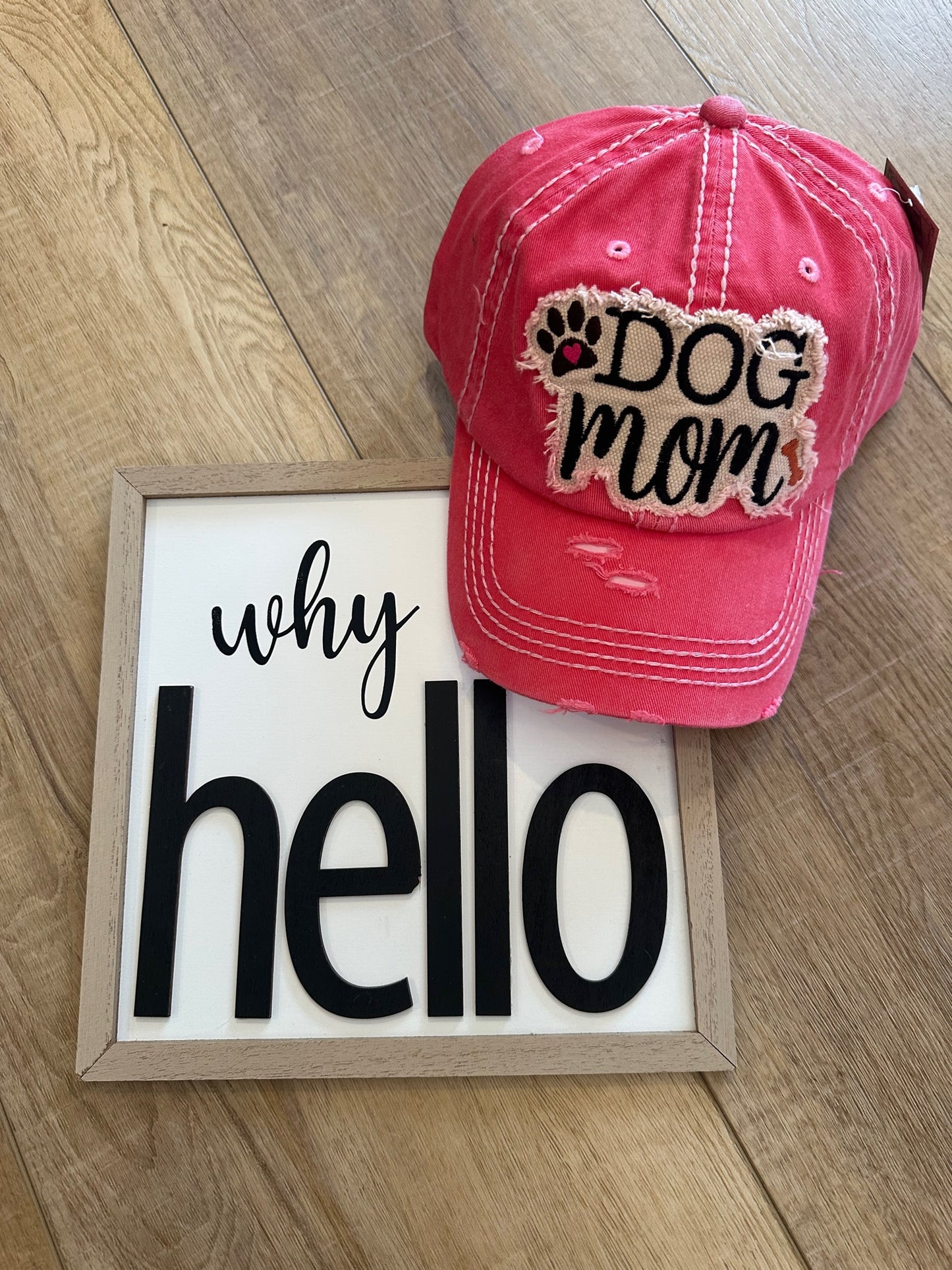 "DOG MOM" Washed Vintage Distressed Ball Cap