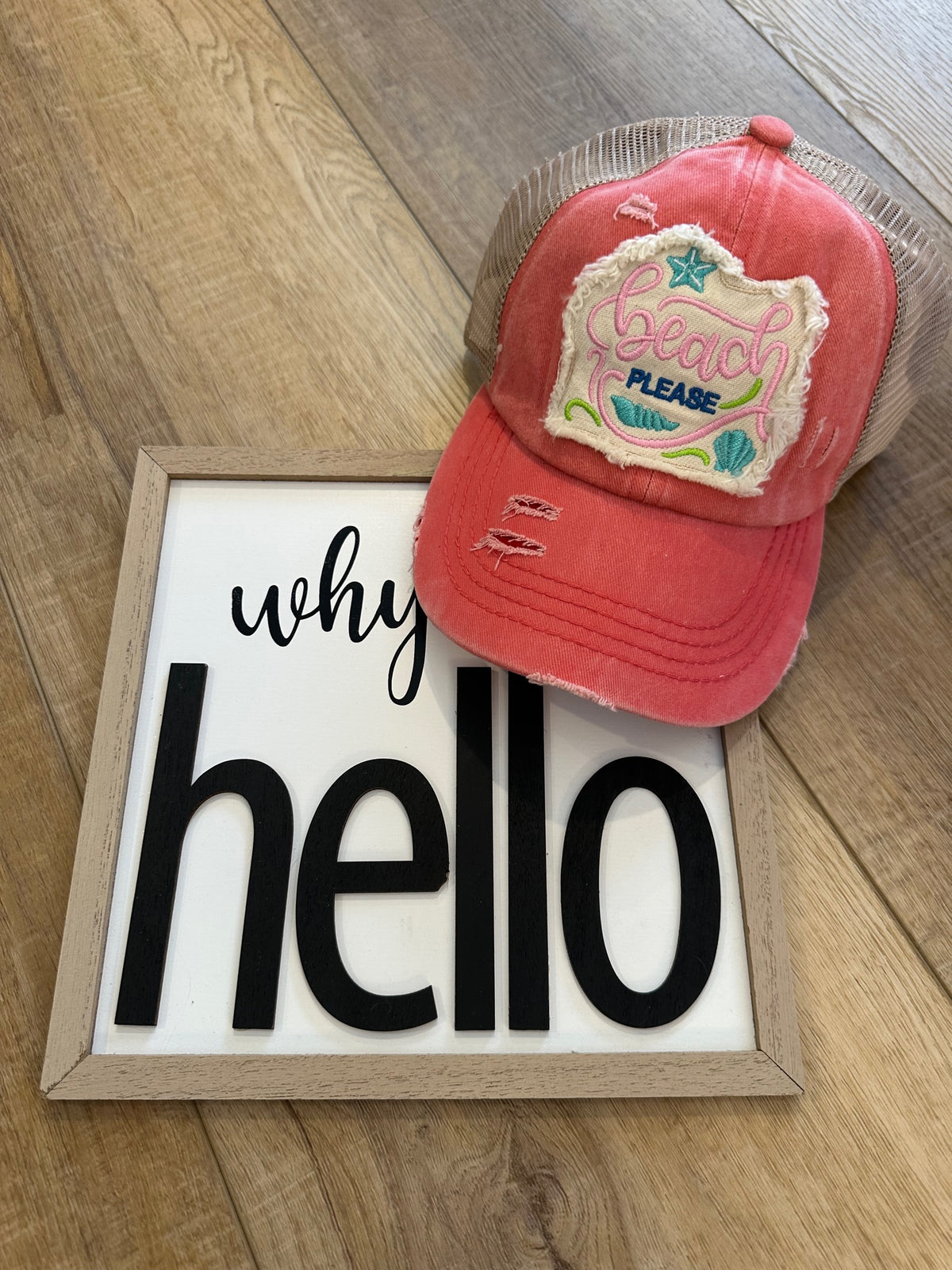 C.C. "Beach Please" Vintage Distressed Braided Back Cap