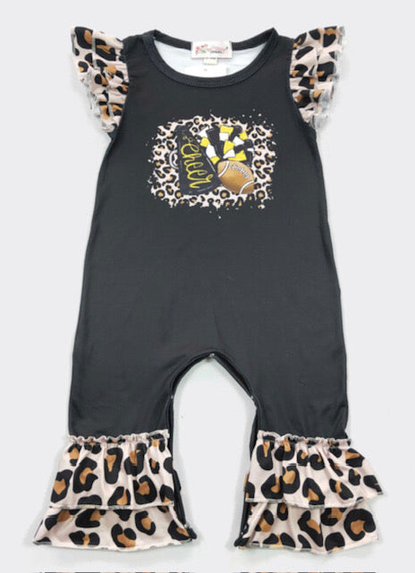 Leopard Football Baby Ruffle Romper