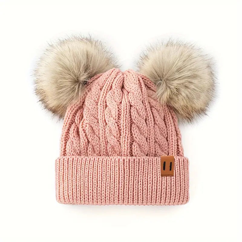 Double Pom-Pom Knit Beanie