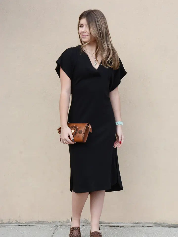 V-Neck Midi Dress