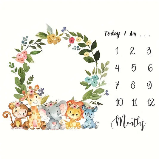 Monthly Milestone Blanket - Safari Animals