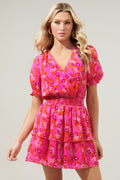 Poppy Punch Amina Surplice Ruffle Mini Dress
