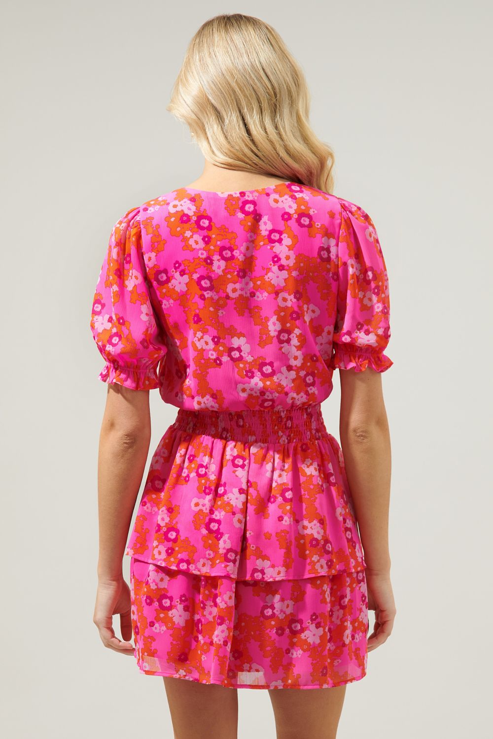 Poppy Punch Amina Surplice Ruffle Mini Dress