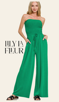 Smocked tube top jumpsuit