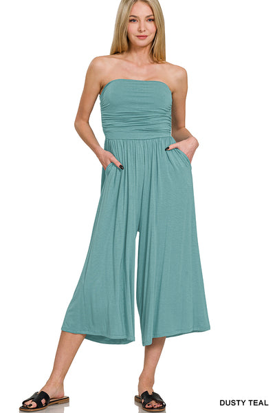 Double layered strapless tube top jumpsuit