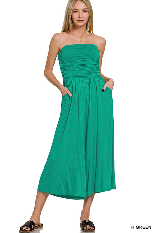 Double layered strapless tube top jumpsuit