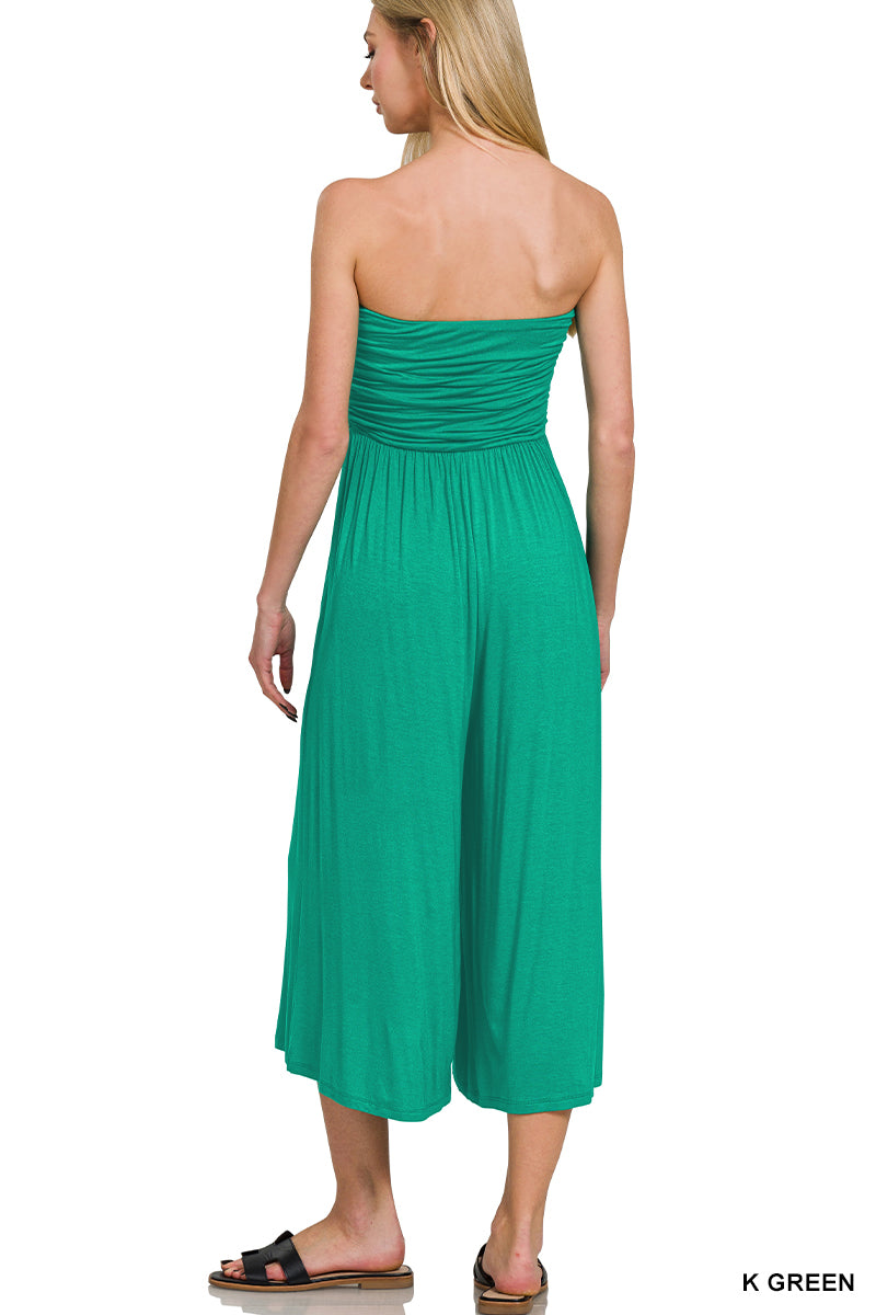 Double layered strapless tube top jumpsuit