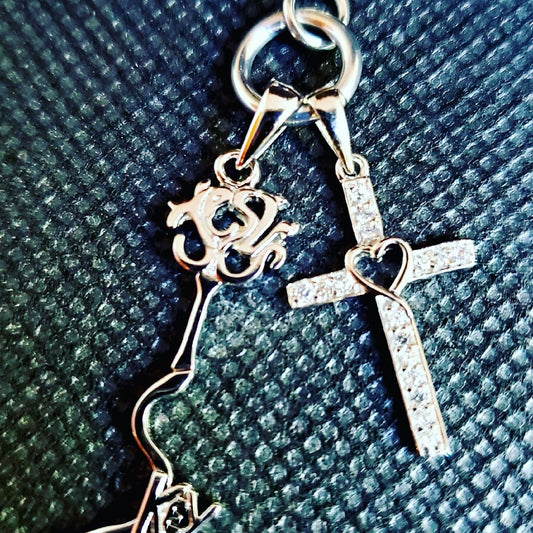 Jesus is Key Silver Mini Pendant with Cross Necklace