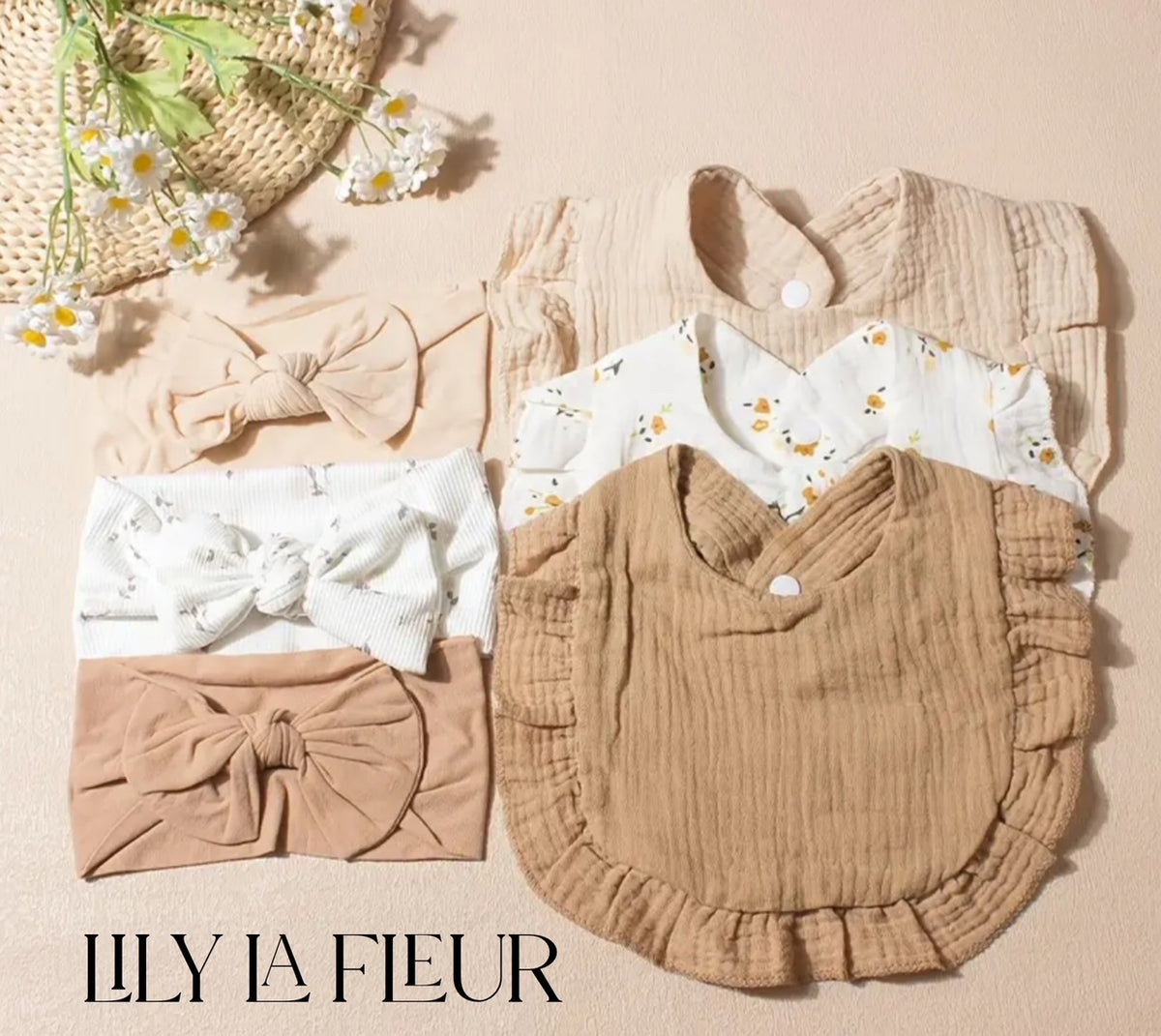 Ruffle Bib and Bow Headband