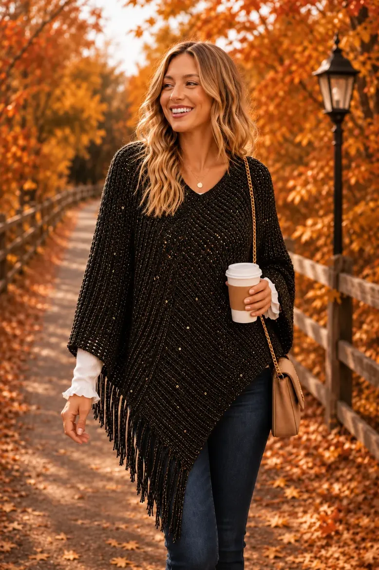 A Little Sparkle Knitted Poncho