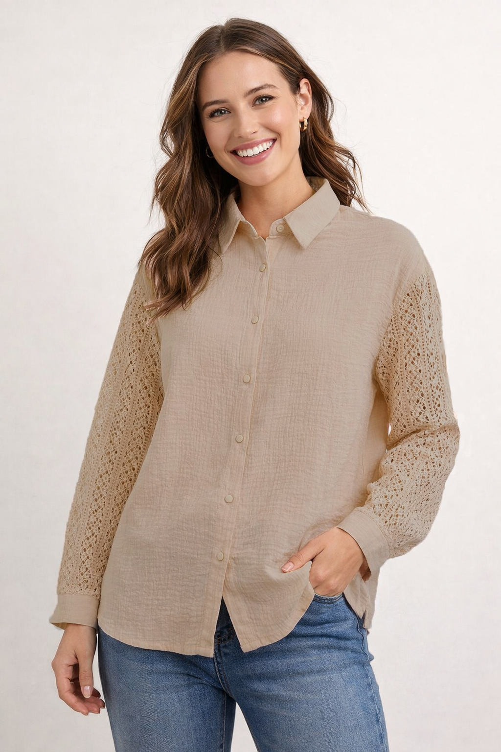 Boho Belle Crochet Button Up