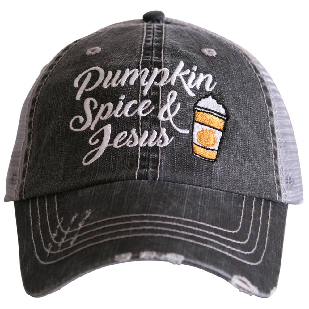 Pumpkin Spice and Jesus Trucker Hat