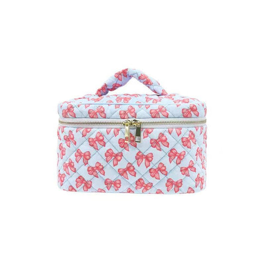 Quilted Cosmetic Travel Bag - Bow