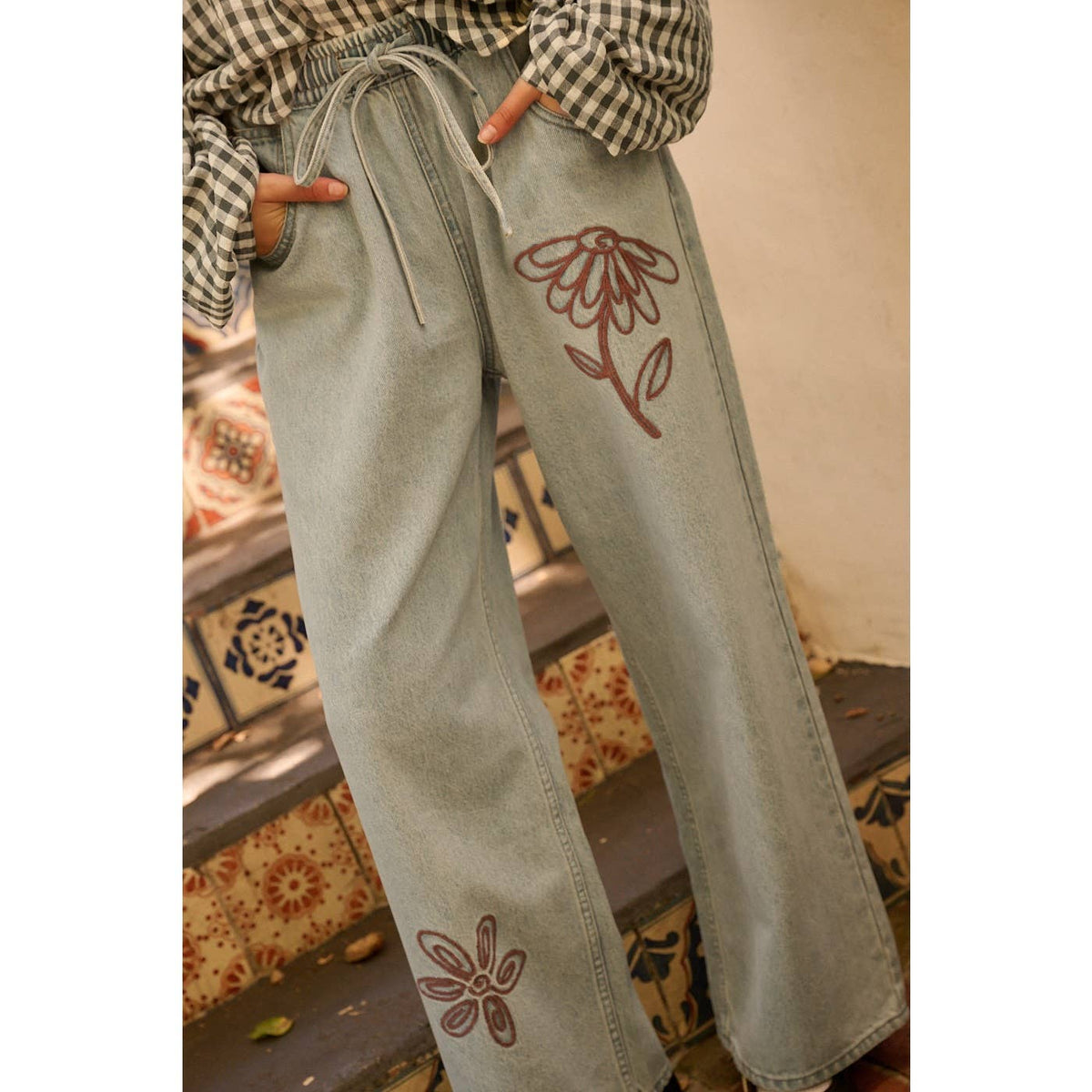 Petal Path Embroidered Jeans