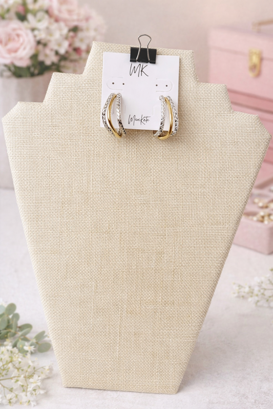 Mixed Metal 3-Band Hoop Earrings