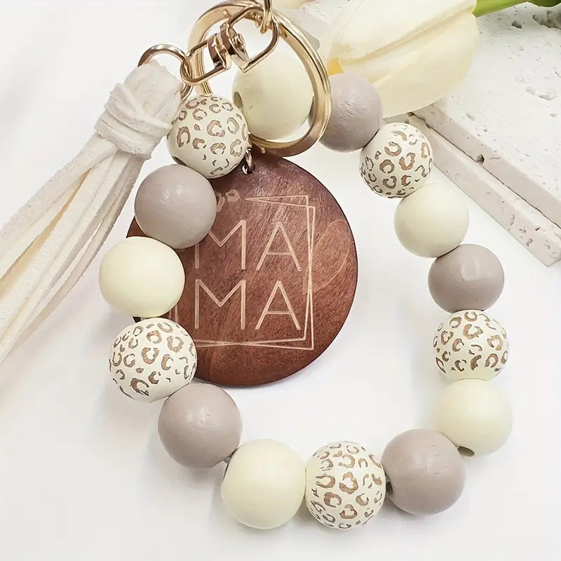 MAMA Silicone Beaded Wristlet Keychain