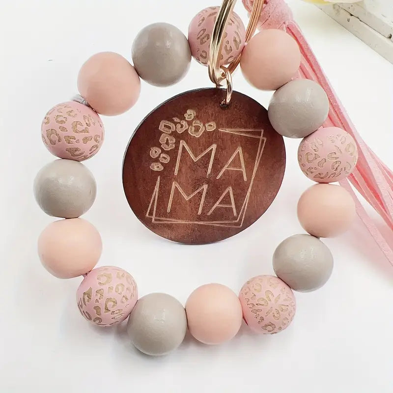 MAMA Silicone Beaded Wristlet Keychain