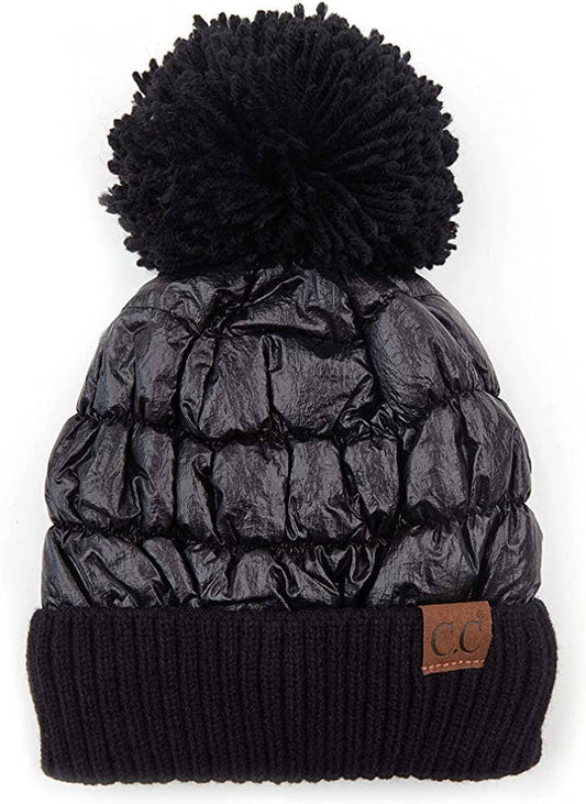 Funky Junque Women's Puffer Beanie - Black
